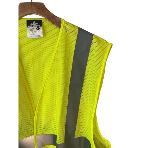 Safety Vest MCR Safety Unisex 2X High Visibility Yellow Reflective Netted NEW - Picture 3 of 7